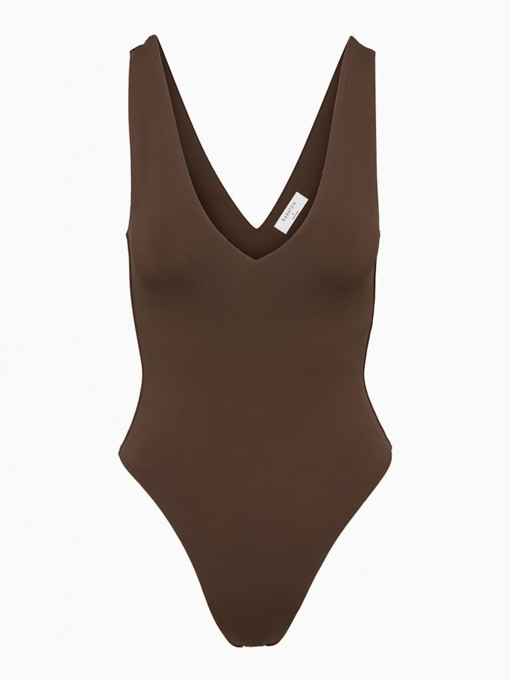 NWOT - Aritzia Babaton Contour  V-neck Bodysuit, Rich Mocha Brown, Size Small